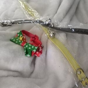 Cat Holiday Bow Collar Accessory with Bells - Green & Red Small,The Other To Med